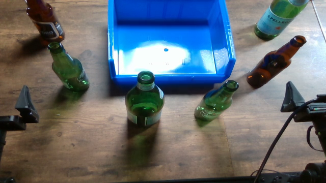 Top-camera view of the bottles in bins setup at 72 cm